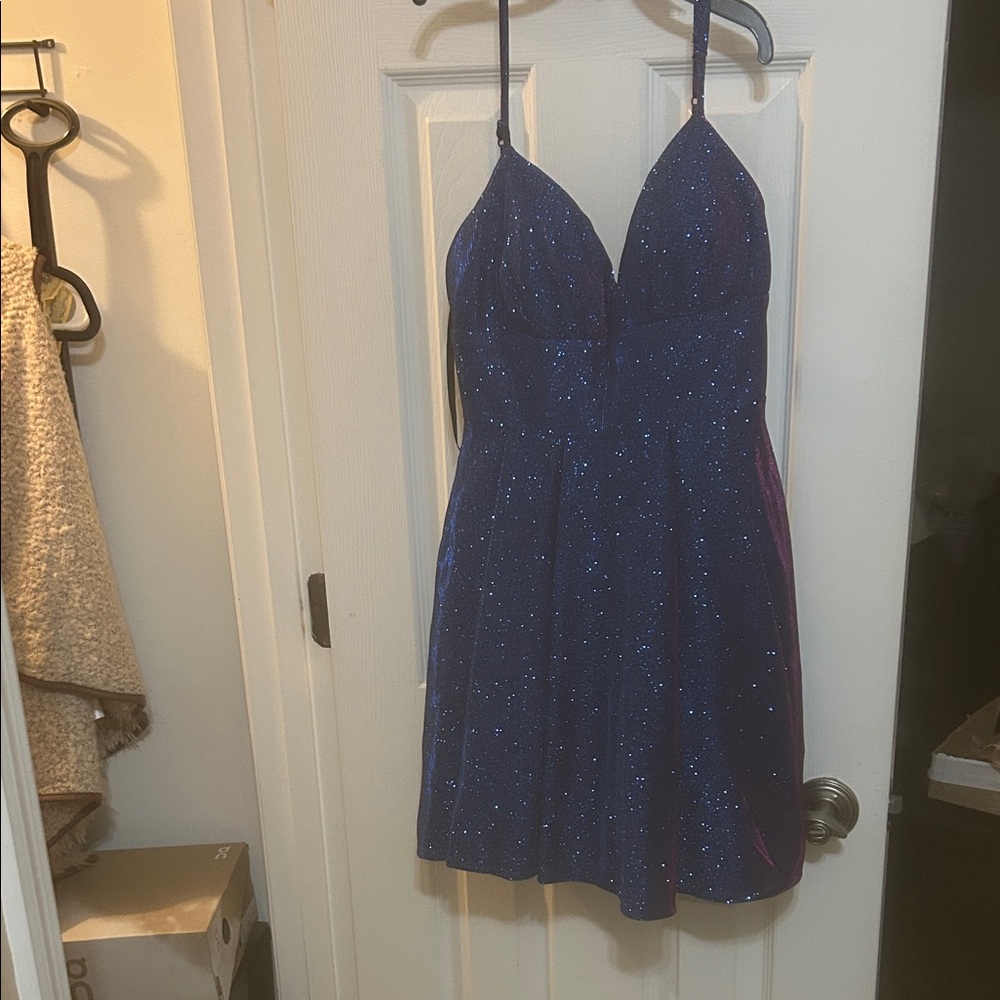 B Darlin Glittering Navy Dress